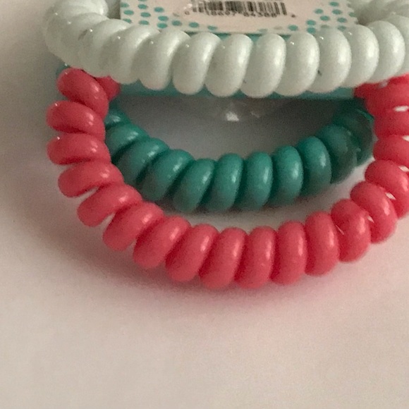 New 3 Hair Ties “Impulse” Pink Green White Cool X & O Design Group ages  13 & up - Picture 9 of 14